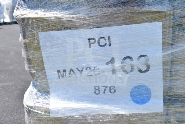 "Wrapped pallet labeled PCI MAY26-163, containing 40 brand new scratch and dent polycarbonate food storage containers."