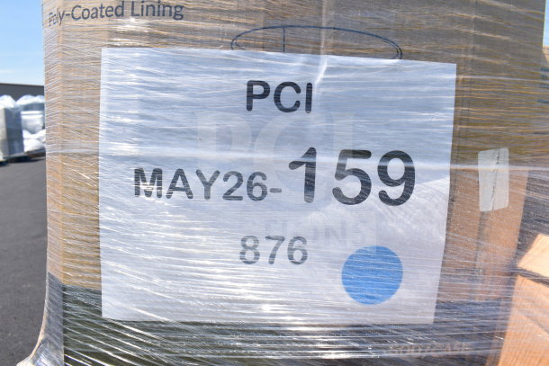 Pallet of 26 brand new scratch and dent items, including containers, plates, gloves, and hot cups. Tag: MAY26-159.
