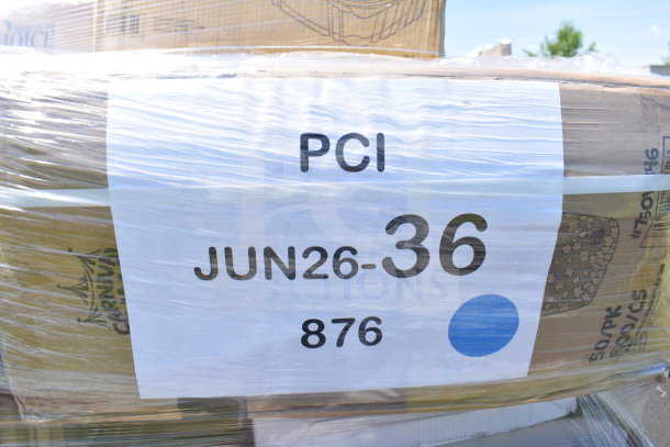 Packaging labeled "PCI JUN26-36 876" containing 33 brand new scratch and dent items, wrapped in plastic.