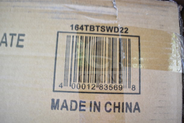 Cardboard box with barcode 164TBTSWD22 and "MADE IN CHINA" text, indicating packaging for new items.