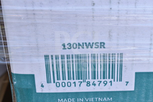 Barcode label showing "130NWSR" and "Made in Vietnam" for a lot of 17 new scratch and dent items.