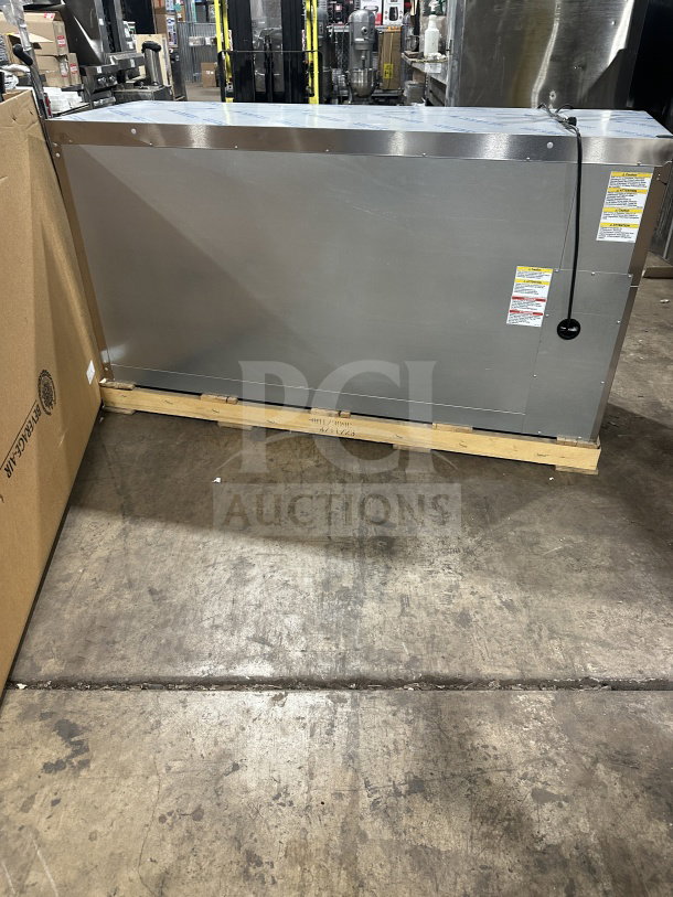 Beverage-Air commercial stainless steel top triple sliding glass door back bar refrigerator, model BB72HC-1-F-GS-S-27-ALT, new, on pallet.