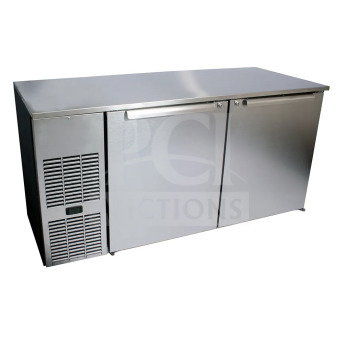 Brand new Glastender C1FL60 stainless steel 2-door back bar refrigerator, 120V, 1 phase, SN: 290206722.