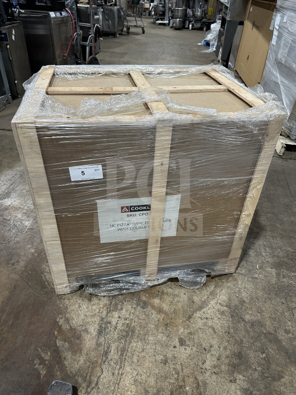 Brand new Cookline CPO-2D stainless steel double deck pizza oven, in crate, features 2 chambers, model CPO-2D, 240V.