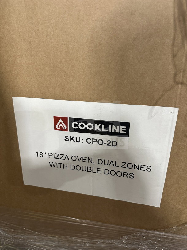 Cookline CPO-2D 18" Stainless Steel Double Deck Pizza Oven, new in box, 2 independent chambers, dual zones, 240V, 1 phase.