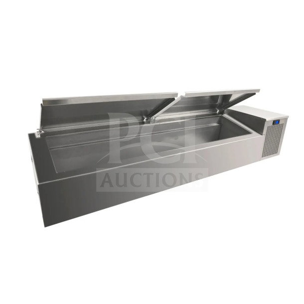 Brand new Randell stainless steel refrigerated countertop condiment rail unit, Model CR9060290, 115V, 1 Phase.