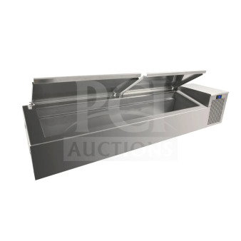 Brand new Randell stainless steel refrigerated countertop condiment rail unit, Model CR9060290, 115V, 1 Phase.
