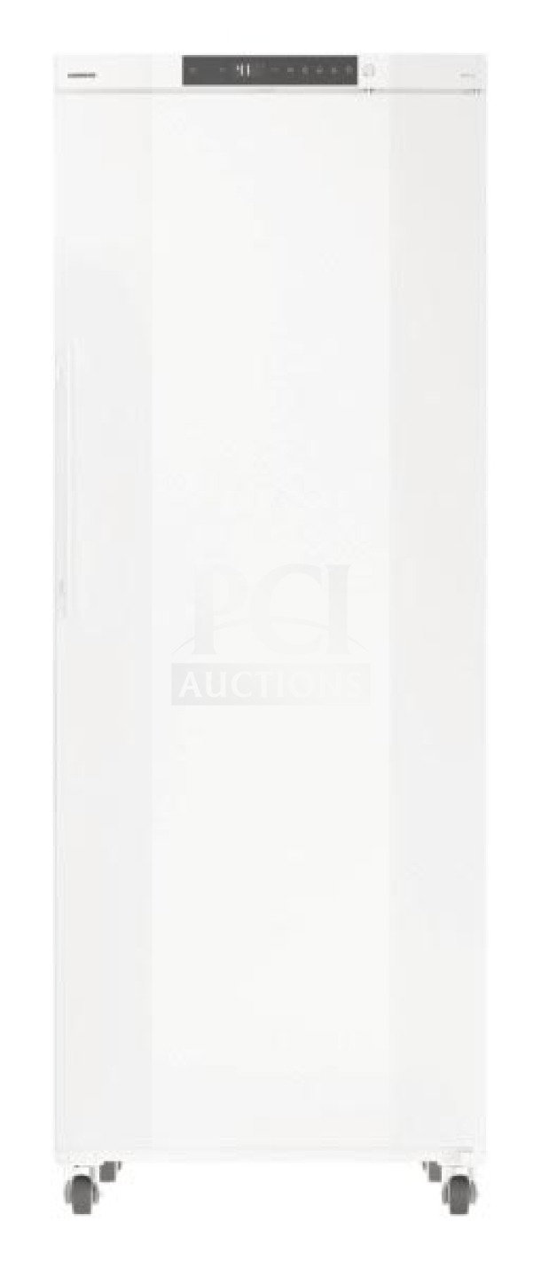 BRAND NEW Liebherr GRB23W1HFC single door refrigerator with digital controls, chrome-plated wire rack, 115V, on legs.