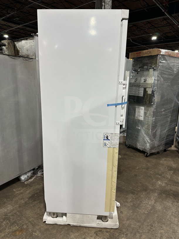 Brand new Liebherr GRB23W1HFC commercial refrigerator, single door, digital controls, chrome rack, 115V, on legs.