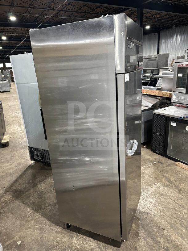 Blue Air BSR23T-HC stainless steel single-door refrigerator, brand new, electric powered, 115V, 1 phase, in warehouse.