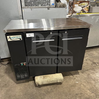Brand new Avantco 48" stainless steel 2-door back bar cooler, model 178UBB48HC, with poly-coated rack, 115V.