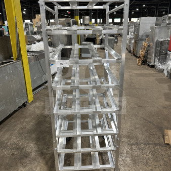 Brand new Channel Commercial heavy-duty aluminum FIFO can rack, model CSR-156M, 156 can capacity, on casters.