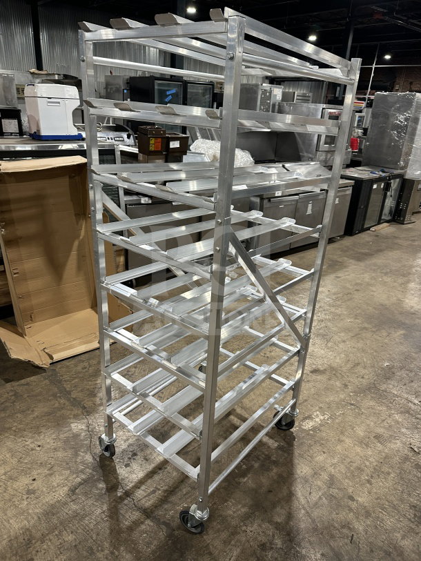 Brand new Channel CSR-156M aluminum can rack, 156-can capacity, on casters, durable commercial design.