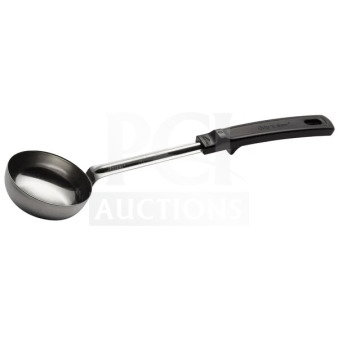 Brand new Volrath 4 oz. stainless steel spoodle, model 61172, with Grip 'N Serve black handle, ideal for portion control.