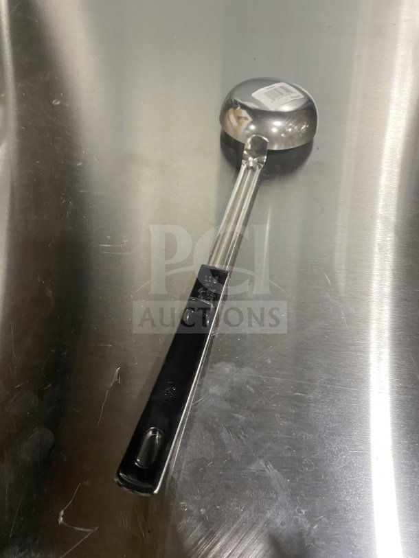 Brand new Volrath 4 oz. stainless steel spoodle, model 61172. Black Grip 'N Serve handle.
