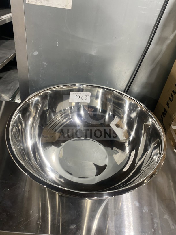 Adcraft 30Qt stainless steel mixing bowl, model SBL-30, brand new, reflective finish, serial number 46563798017.