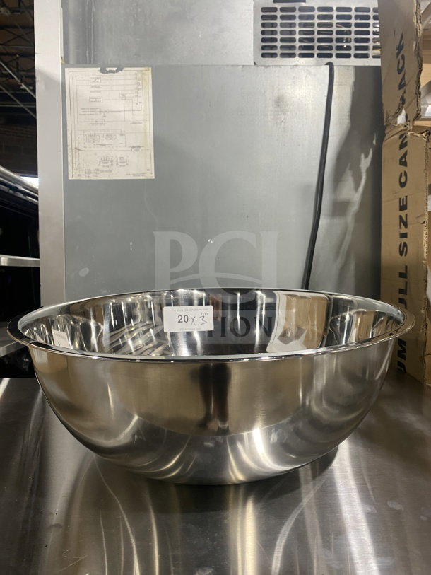 Brand new Adcraft 30Qt stainless steel mixing bowl, model SBL-30. Serial: 46563798017. Highly durable commercial quality.