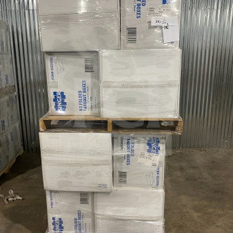BRAND NEW Americareroyal FTB3BK Black Takeout Boxes, 66 Oz. Commercial Size, stack on pallet, sealed packaging.