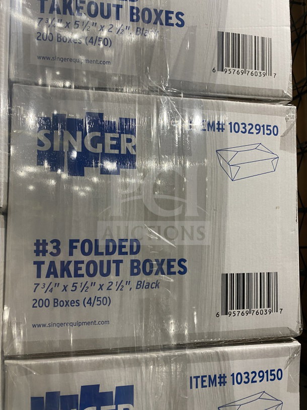 BRAND NEW Americareroyal FTB3BK 66 oz. black takeout boxes, 7¾"x5½"x2½", 200 count. Commercial size, Item #10329150.