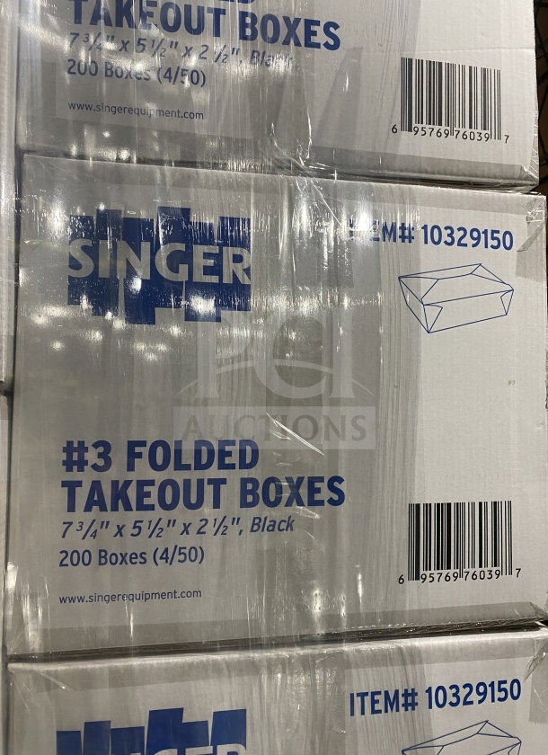 Brand new Americareroyal FTB3BK takeout boxes, commercial size-3, 66 oz capacity. Black, pack of 200 boxes.