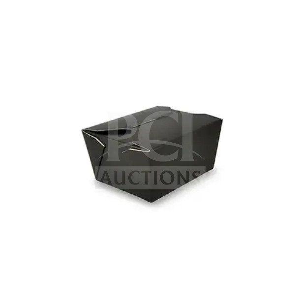 AmeriCareRoyal paperboard take-out box, model FTB1BK, black, fold-top, 4.375x3.5x2.5 inches, 450 per case, new condition.