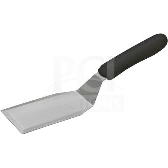 Brand new Winco Winware TKP-61 hamburger turner, stainless steel, ergonomic black handle, perfect condition.
