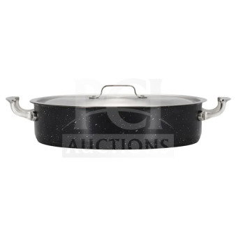 Brand new Bon Chef Galaxy Series stainless steel induction brazier pot, 6 Qt, model 60030, with lid.