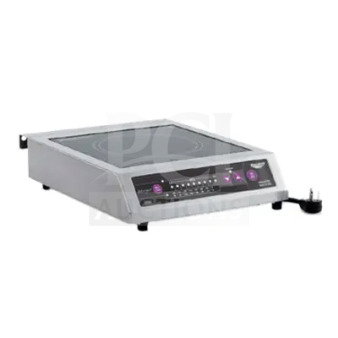 Brand new Vollrath 6950020 stainless steel countertop electric hot plate, 1800W, 120V, with control panel and power cord.