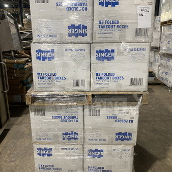 Brand new AmeriCareRoyal FTB3BK black folded takeout boxes, 7.15x5.5x2.5", commercial quality, 16X bid value.