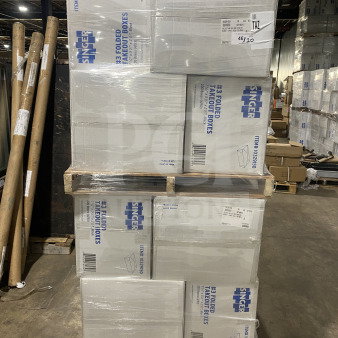 AmeriCareRoyal Model FTB3BK takeout boxes on pallet, packaged in original cases. Brand new, commercial black, folded design.