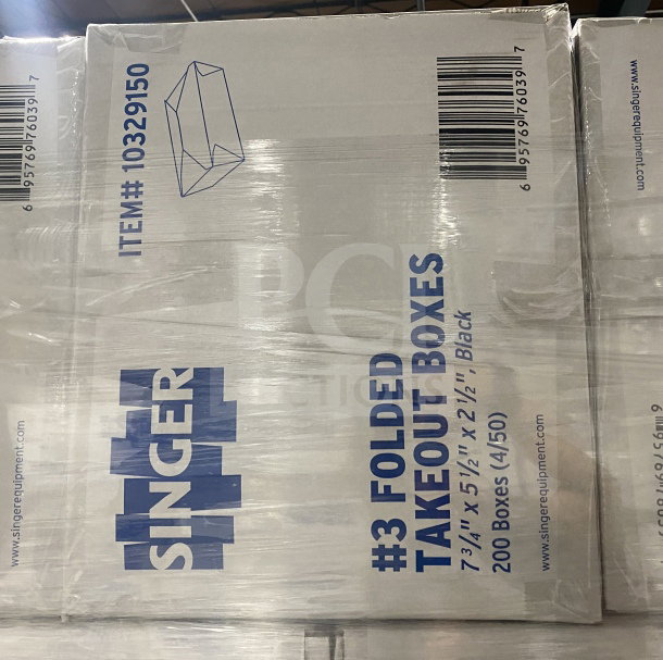 AmeriCareRoyal FTB3BK takeout box, black, 7.15x5.5x2.5", new condition, packaged as 200 boxes per package, model 10329150.