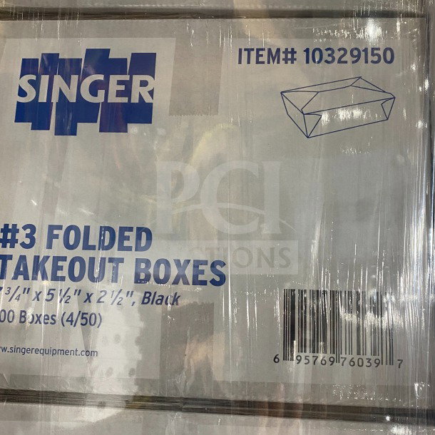AmeriCareRoyal commercial black takeout box, model FTB3BK, 7.15x5.5x2.5", new condition, pack of 20.