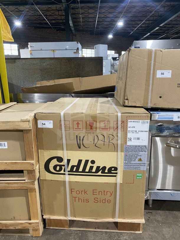 Brand new ColdLine Commercial 27" stainless steel undercounter refrigerator, model UC-27R, packed in original box.