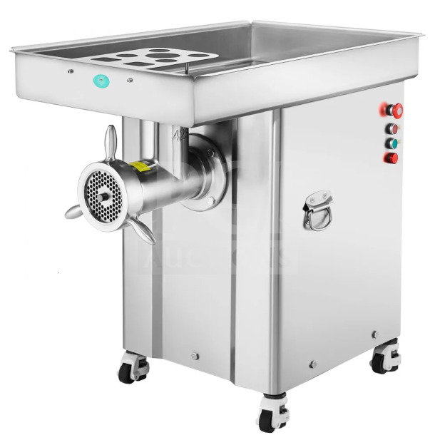 BRAND NEW Vevor DJ42 stainless steel electric meat grinder, industrial-grade, 220/240V, on casters, model DJ-42.