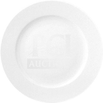 Brand new Turgla 12.5" round white porcelain plate, model D132DU00, with rolled edge and wide rim.
