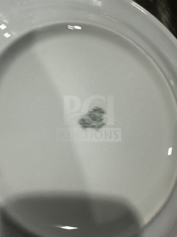 Brand new Turgla 12.5" round white porcelain plate, model D132DU00. Rolled edge, wide rim. Six per box.