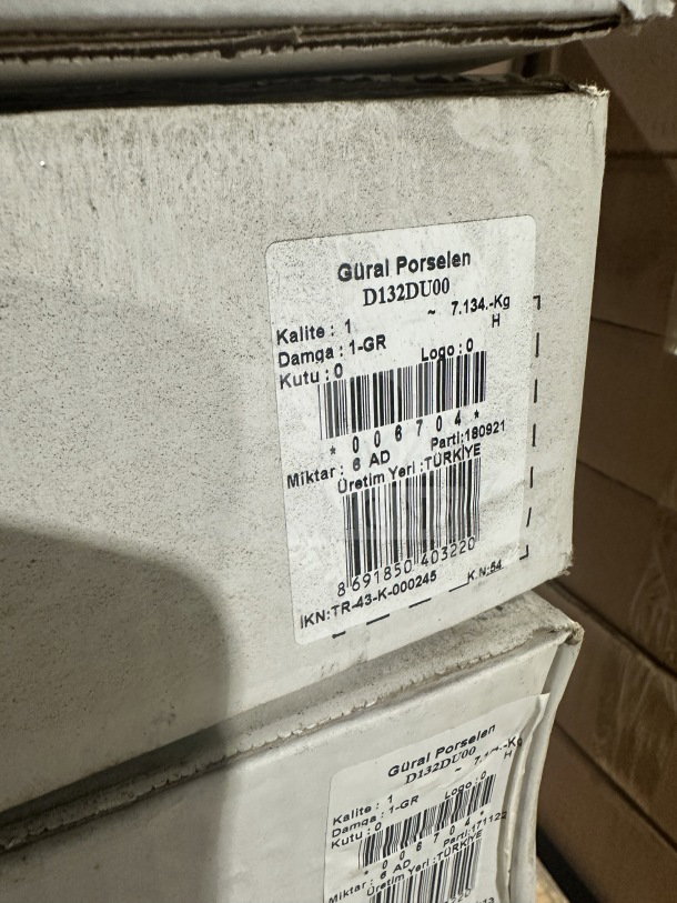 BRAND NEW Gural Porselen 12.5" white porcelain plate, model D132DU00. Commercial grade with rolled edge, 6 plates per box.