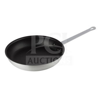 Brand new Winco 10" stainless steel non-stick fry pan, model AFP-0NS, serial 812944003012, features Majestic Quantum coating.