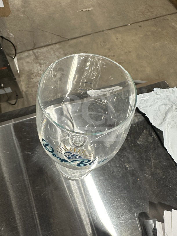 Chef & Sommelier 16 oz tall wine glass, model 46961, in clear glass. "Deep Blue" logo visible. New condition.