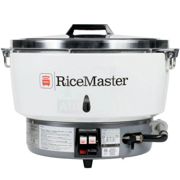 BRAND NEW Town RM-55-R RiceMaster, stainless steel, gas-powered, 110 cup capacity rice cooker and warmer.