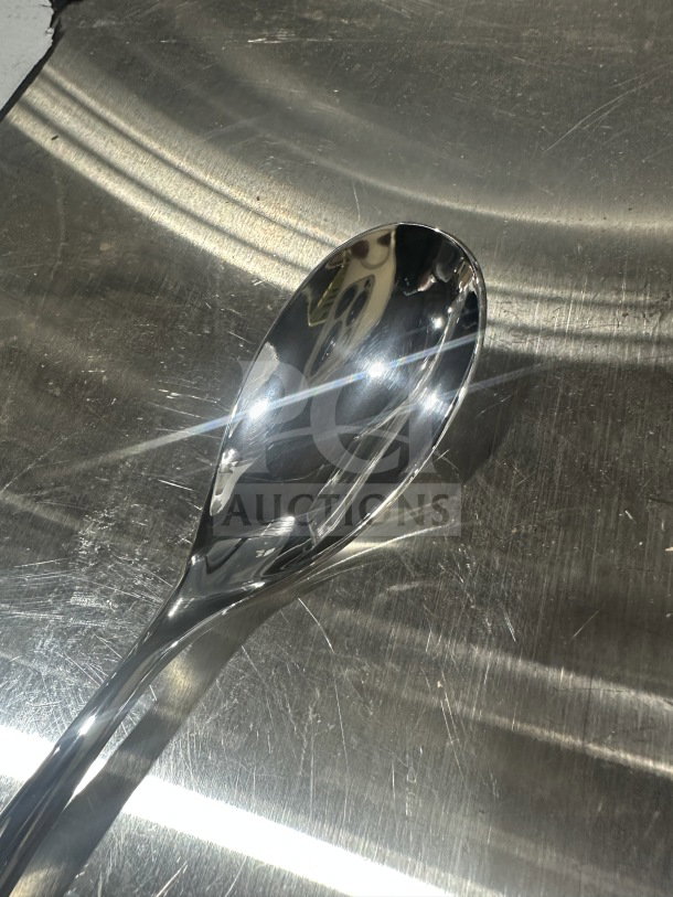 Brand new Santol Studio William Welch Series dessert spoon, 7.5", Model SAM880006, stainless steel.