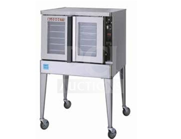 Blodgett MARKV100 full-size stainless steel convection oven on stand, brand new, electric 208V, 3 phase, with legs.