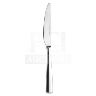 Brand new 9.25" stainless steel dinner knife, commercial grade. Sold by the dozen. Offers durability and sleek design.
