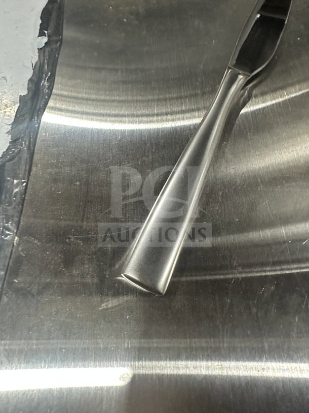 Brand new 9.25" commercial stainless steel dinner knife, elegant design, high-quality finish, 1 dozen per case.