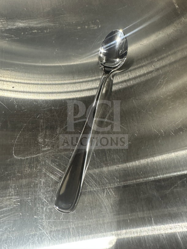 Brand new World Tableware 446021 stainless steel Caron teaspoon, polished finish, commercial quality, 1 dozen per case.