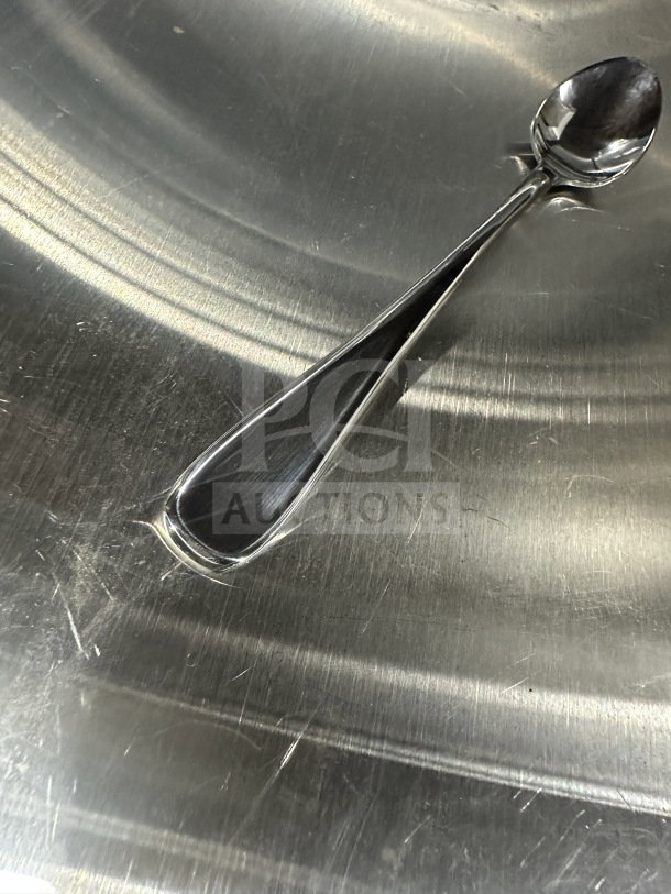 Brand new World Tableware Caron teaspoon, stainless steel, Model 446021, commercial quality, 1 dozen per case.