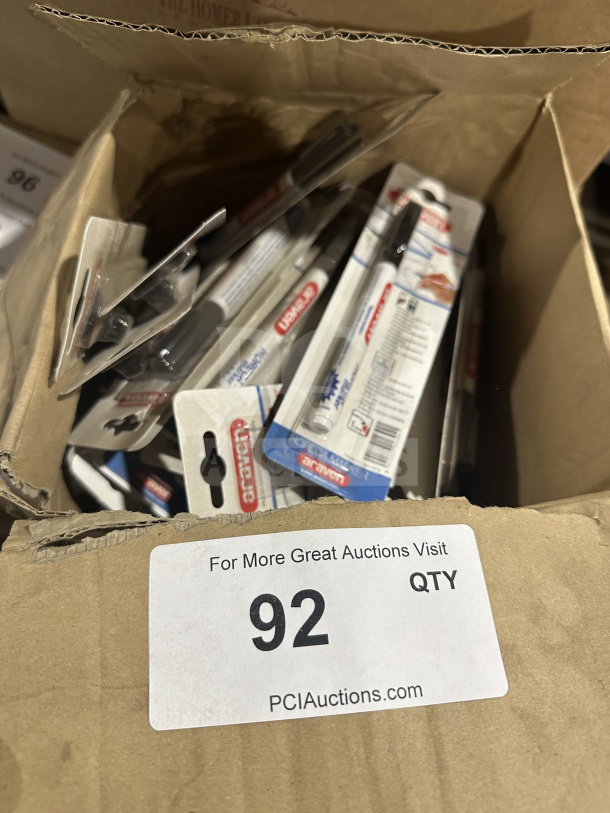 Box of brand new Araven Commercial Food Safe Horeca Black Markers, packaging intact. Lot number 92 at PCI Auctions.