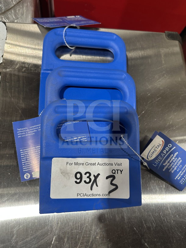 BRAND NEW GI Metal commercial blue polymer dough cutter, model AC-TP. Features ergonomic handle, trio available.