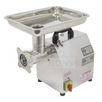 Brand new American Eagle AEG12N commercial stainless steel meat grinder, heavy-duty, ETL certified, pristine condition.