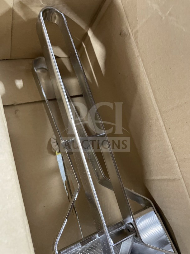 Winco PR-16 potato ricer in new condition, stainless steel, in packaging. High-quality commercial kitchen tool.